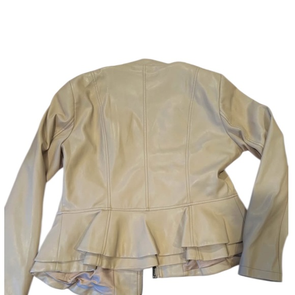 G.I.L.I. Cream Leather Jacket Casual Style - Picture 4 of 4